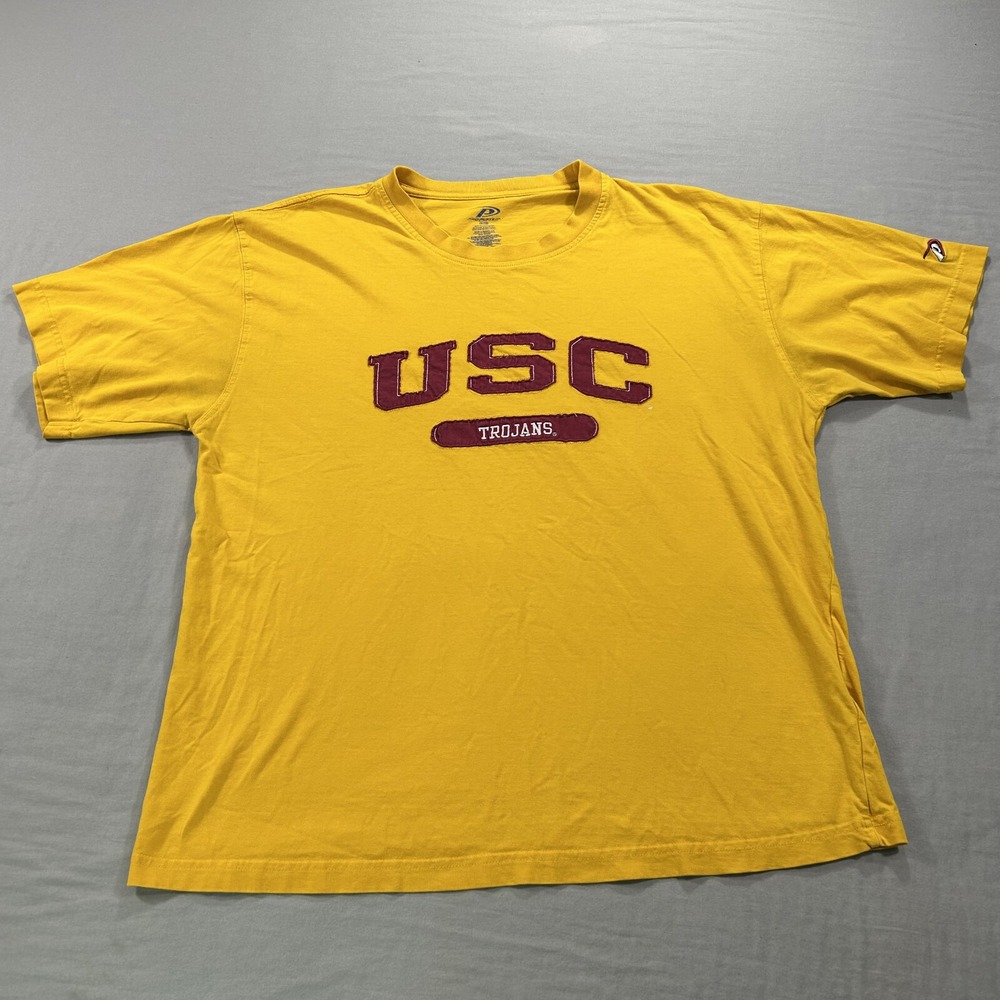 VINTAGE USC Trojans Shirt Adult XL Yellow Crew Neck Tee‎ Pro Player Y2K Mens